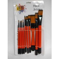 Set Pinceles Suaves Punta Negra x10