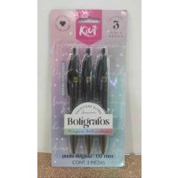 Set de Bolígrafos Retractil Kiut 0.7mm Negro x3